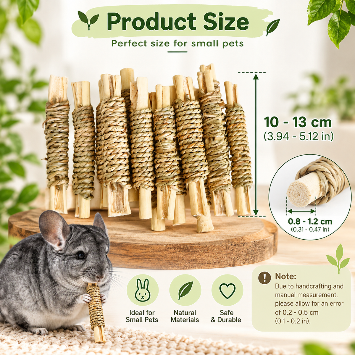 Natural Bamboo & Seagrass Chew Toys for Small Pets – Pack of 15 | Rabbits, Guinea Pigs, Chinchillas & Hamsters