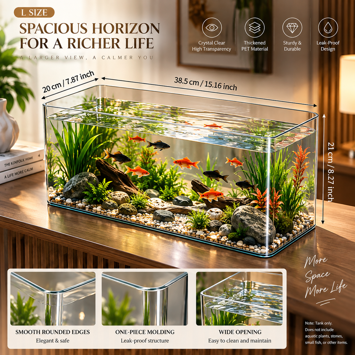 Transparent Acrylic Fish Tank | Desktop Aquarium for Fish & Turtles
