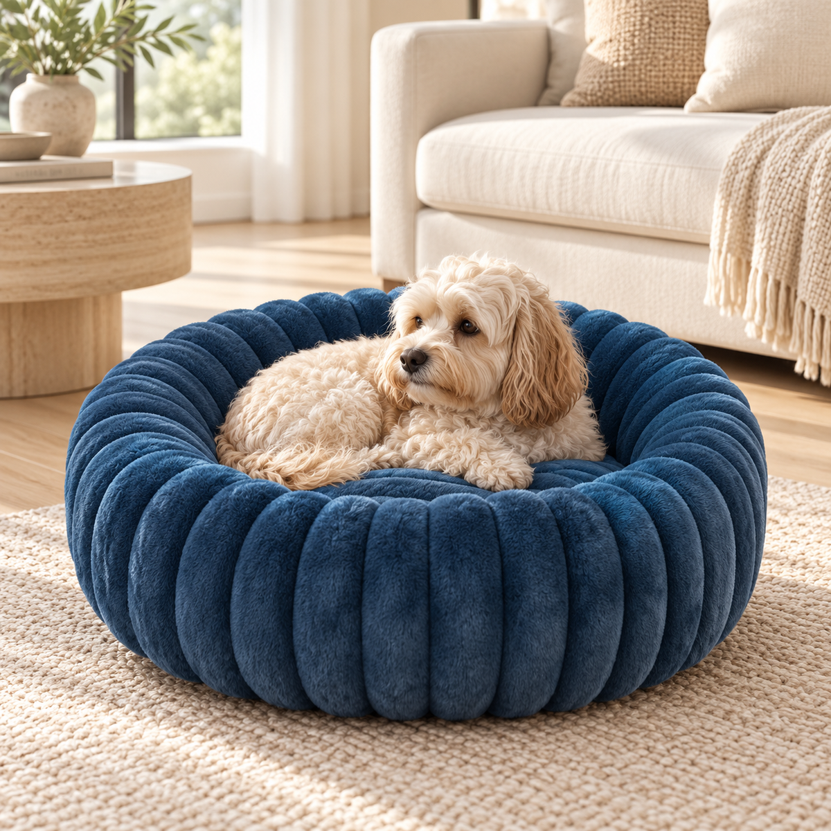Round Long-Plush Dog Bed