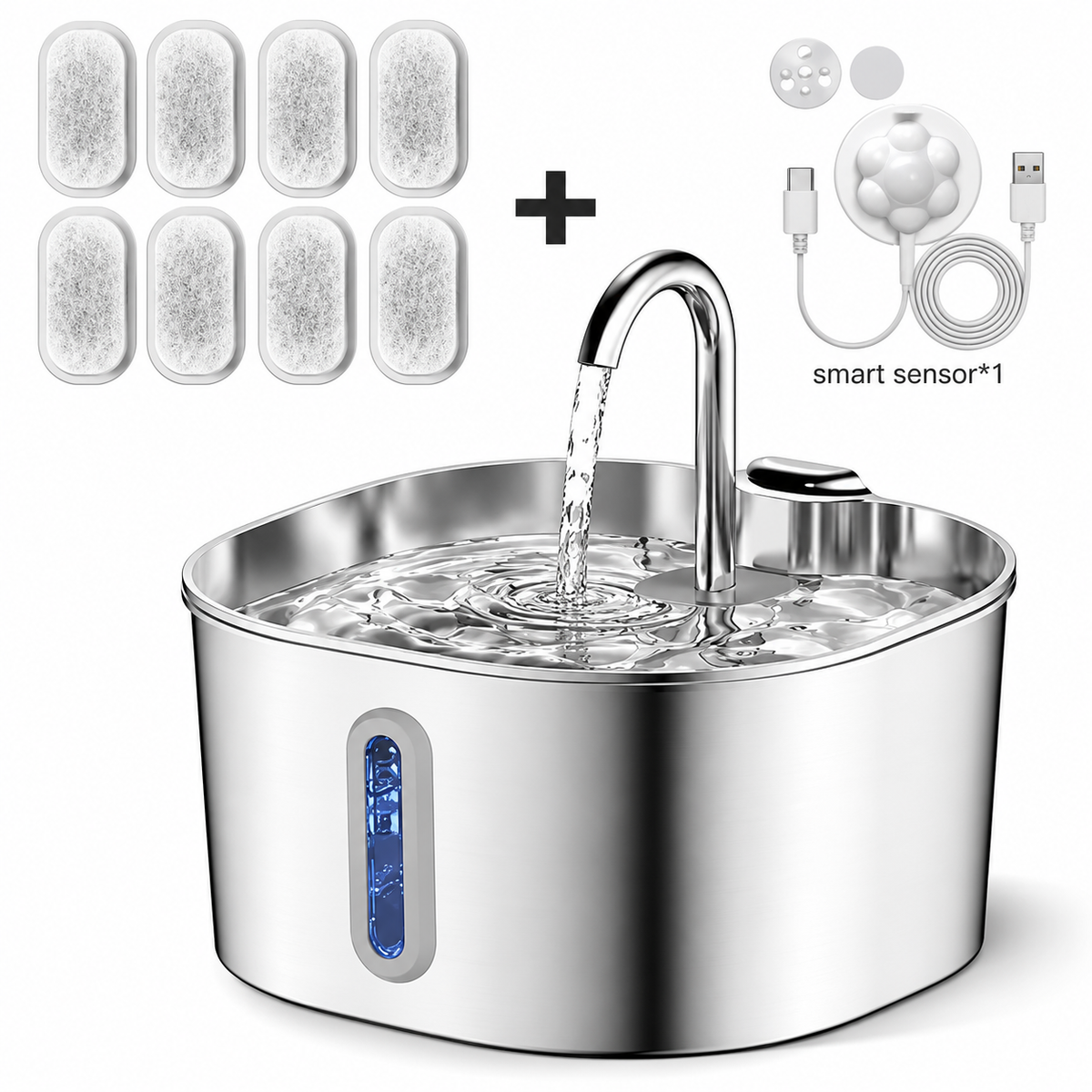 Stainless Steel Cat Water Fountain – 2.2L