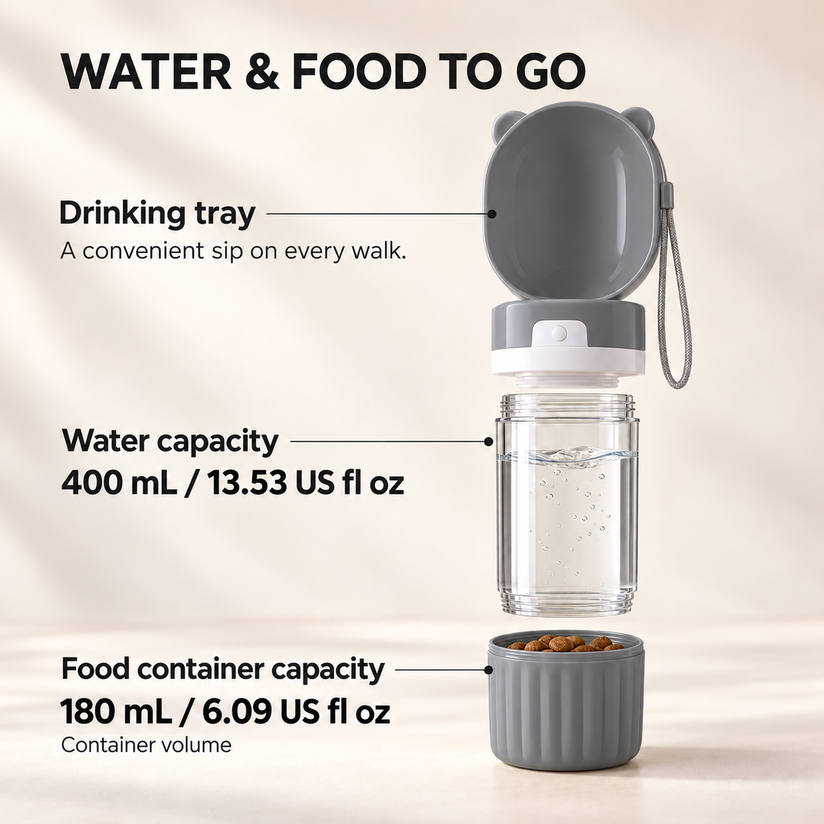 Pet Travel Water Bottle & Food Container