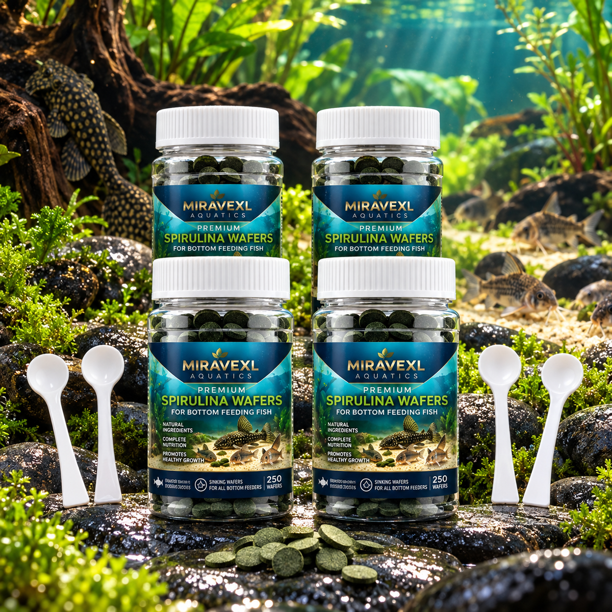 Spirulina Sinking Tablets for Bottom Feeders, Plecos & Shrimp