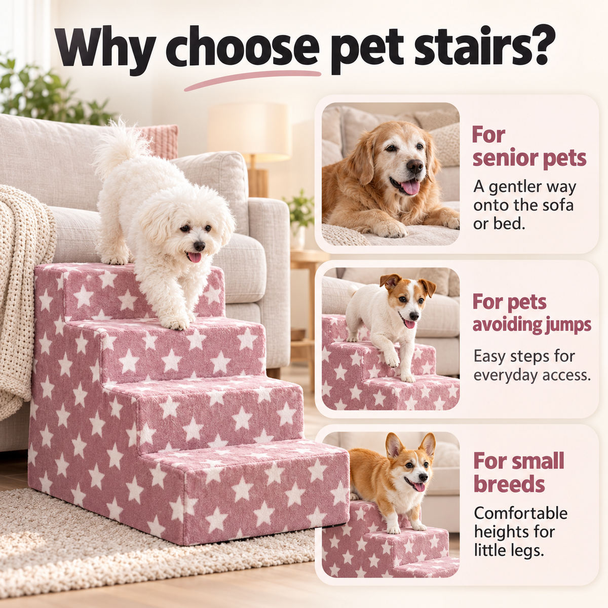 Foam Dog Steps for Beds & Couches