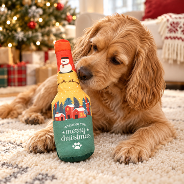 Christmas Squeaky Plush Bottle Dog Toy