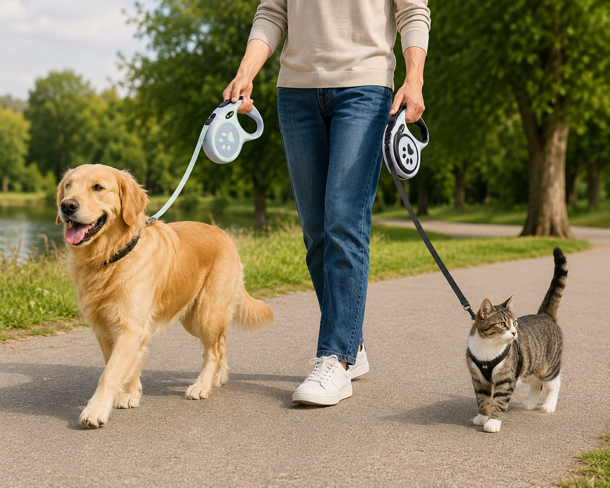 Retractable Dog & Cat Leash – 3m or 5m Nylon Rope