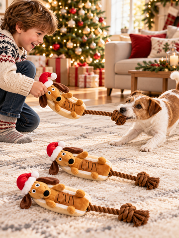 Christmas Dachshund Plush Dog Toy for Small & Medium Dogs