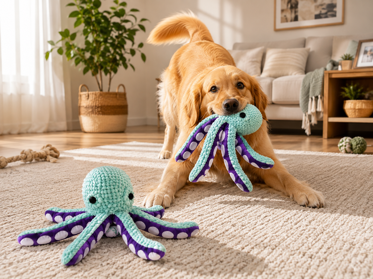 Plush Octopus Squeaky Toy for Dogs