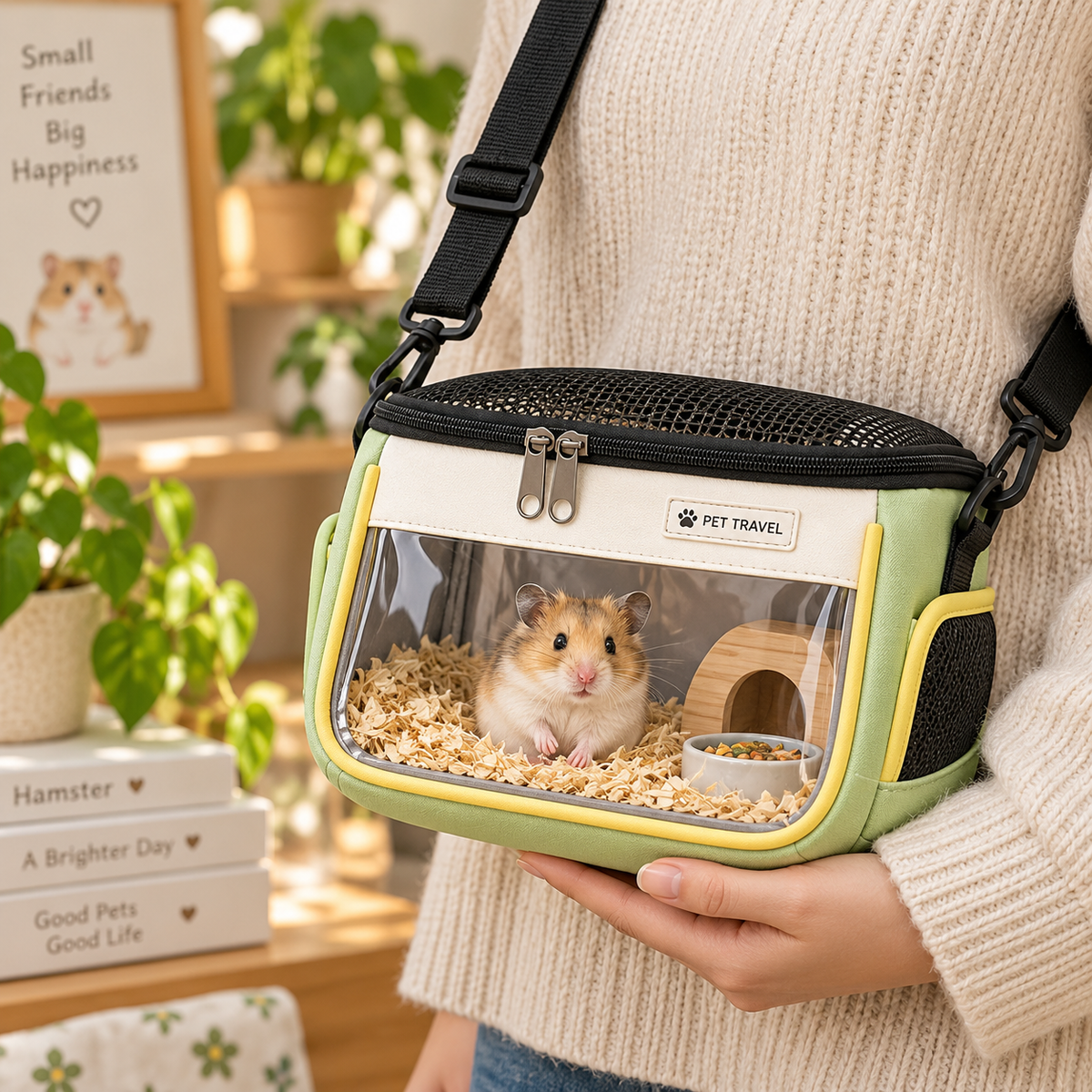 Small Pet Travel Carrier Bag – Breathable Mesh, Clear Window & Shoulder Strap