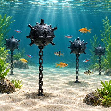 Floating Naval Mine Aquarium Ornament with Chain