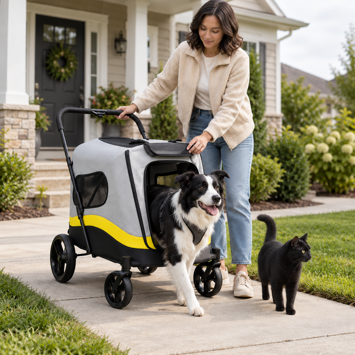 4-Wheel Folding Dog Stroller in Multiple Sizes