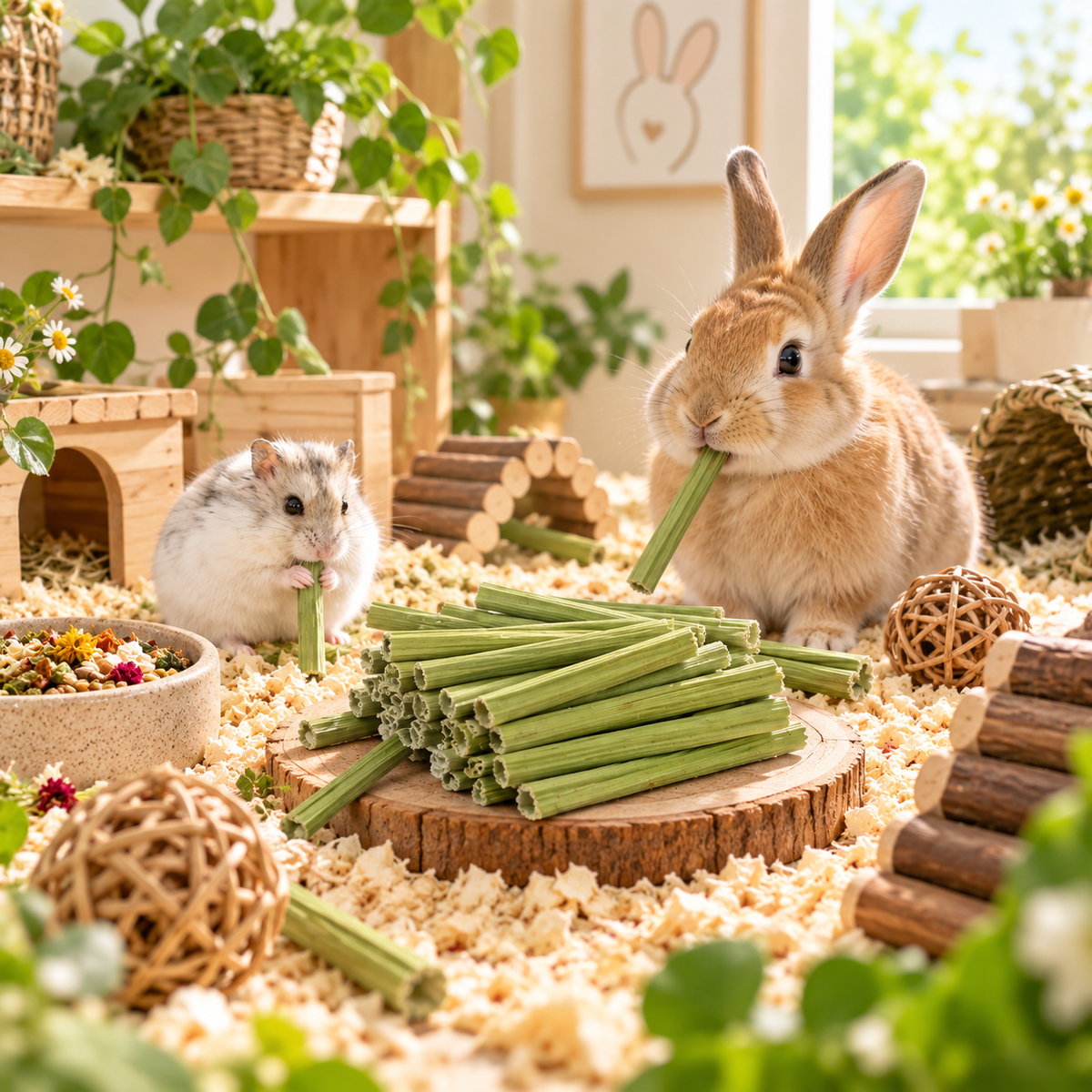 Natural Papaya Stem Chew Sticks for Small Pets – 100g | Rabbits, Hamsters, Chinchillas & Guinea Pigs