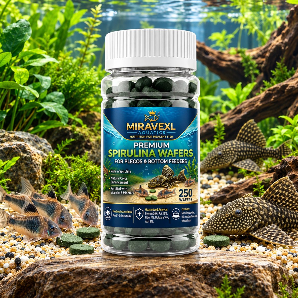 Spirulina Sinking Tablets for Bottom Feeders, Plecos & Shrimp