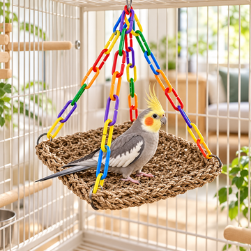 Woven Hanging Bird Swing Platform – 18 × 18 cm