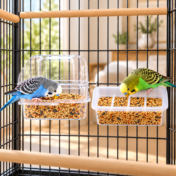 Hanging Bird Cage Feeding Bowl with Splash Guard