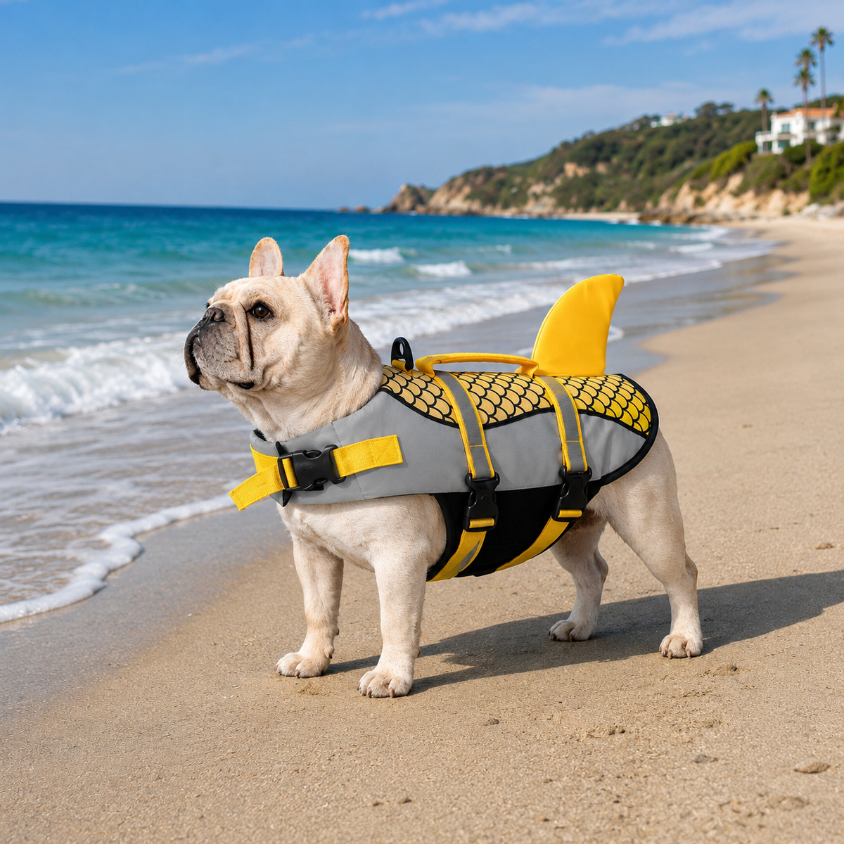 Shark Dog Swim Vest – Life Jacket & Harness for Summer Water Fun