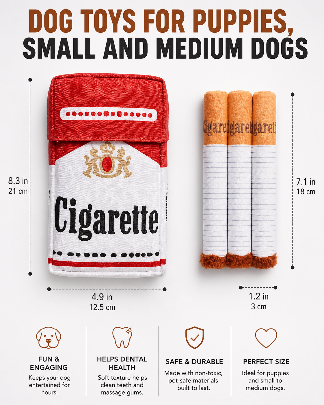 Cigarette Pack Plush Chew Toy for Dogs