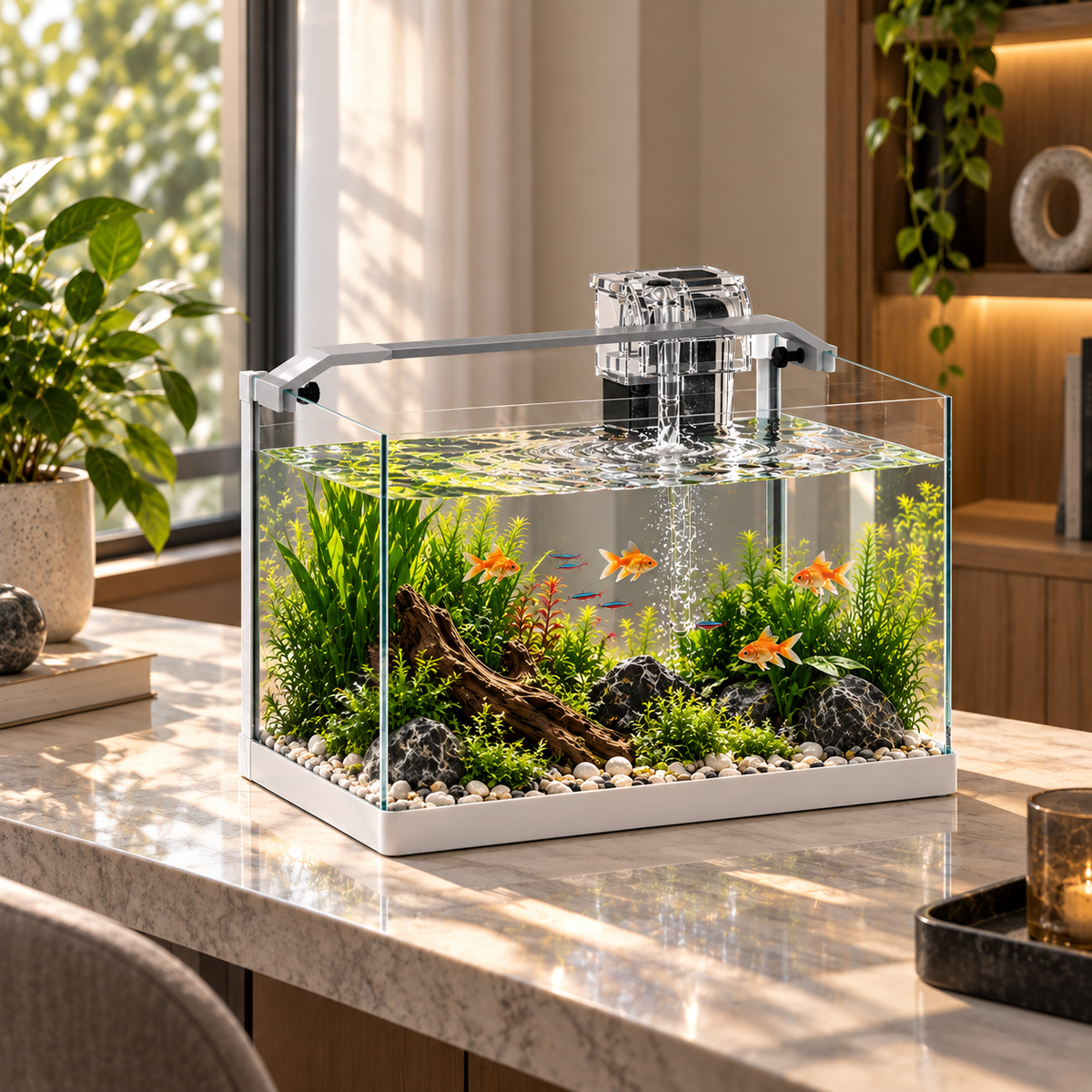 PawHut 20L Glass Aquarium Kit | LED Light, Filter & Pump Included – 38×26×27 cm