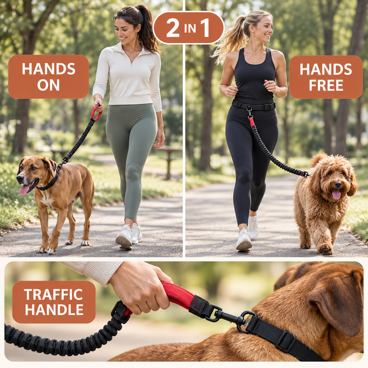 2-in-1 Hands-Free & Handheld Dog Leash