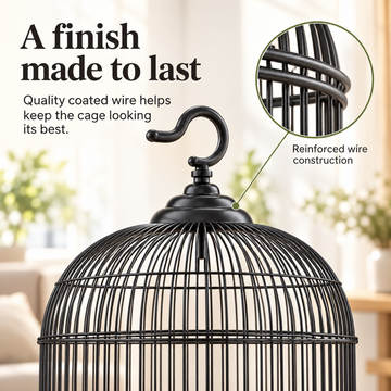 Round Dome-Top Bird Cage with Hanging Hook
