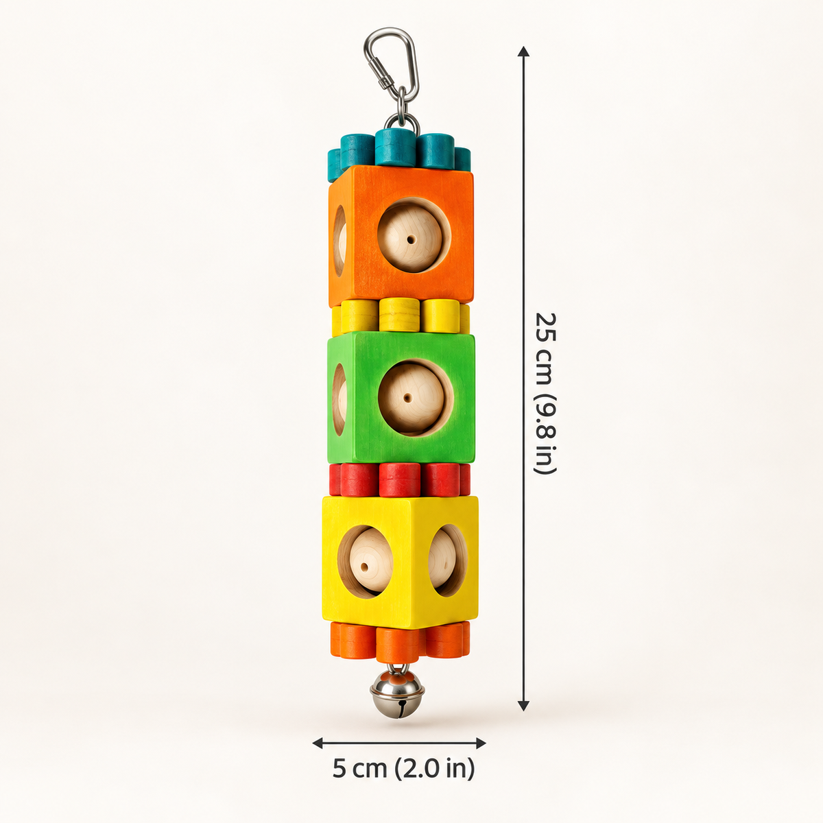 Hanging Wooden Block Chew Toy for Parrots & Small Birds
