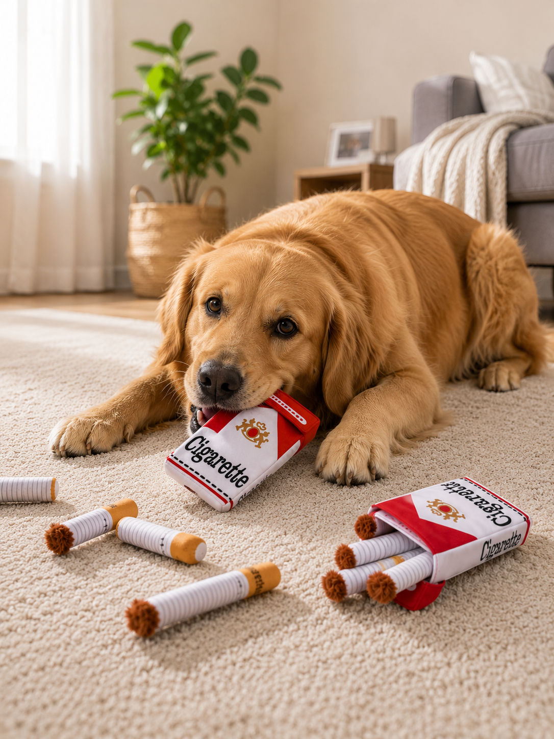 Cigarette Pack Plush Chew Toy for Dogs