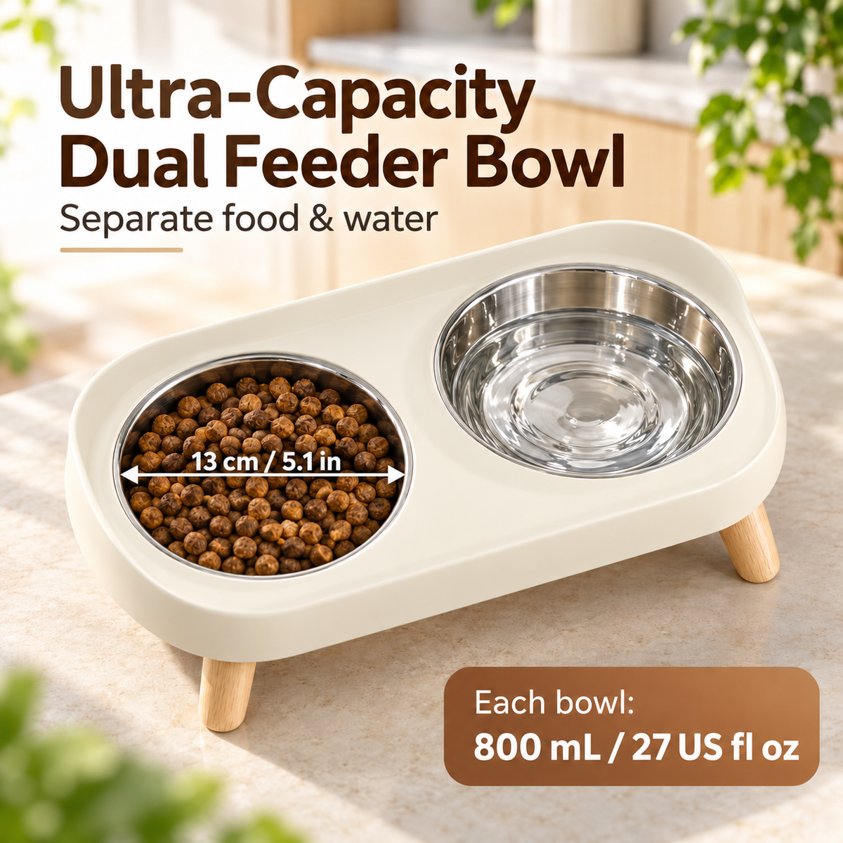 Double Pet Feeding Bowls