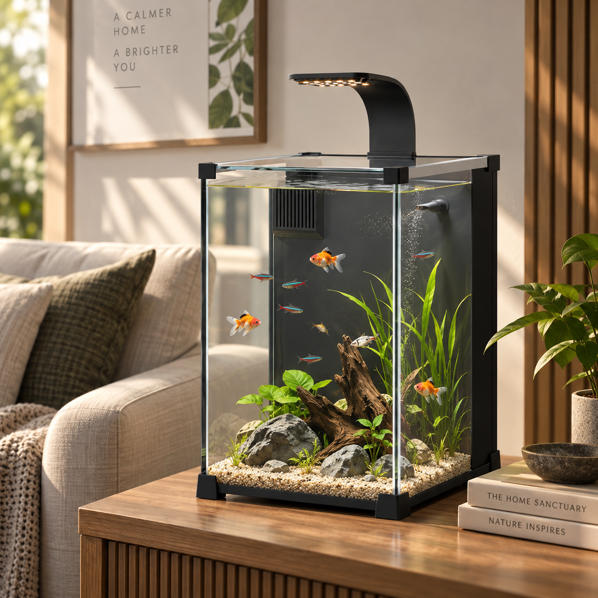 PawHut 36L Tempered Glass Aquarium Kit | Nano Tank with Filter, 5W Pump & LED Light