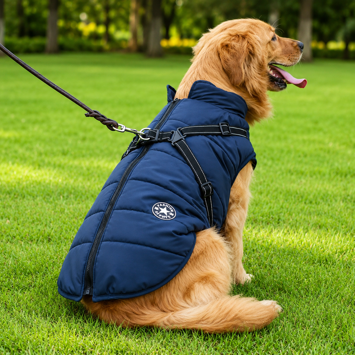 Dog Winter Jacket with Built-In Harness – Waterproof Coat for Medium & Large Dogs