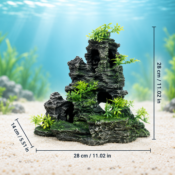 Mountain Landscape Aquarium Ornament with Fish Hideout Caves
