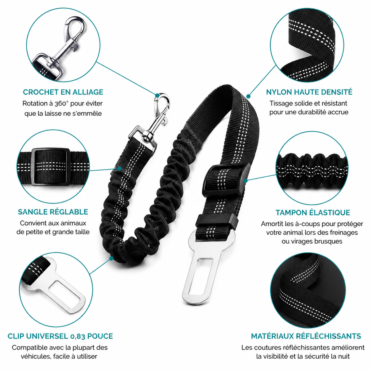 Adjustable Car Safety Seat Belt for Dogs & Cats