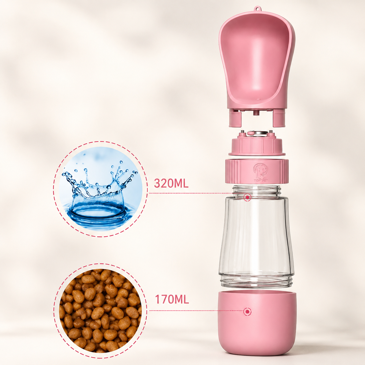 WiniBoop Portable Pet Water Bottle – 2-in-1 Travel Dispenser for Dogs, Cats & Rabbits