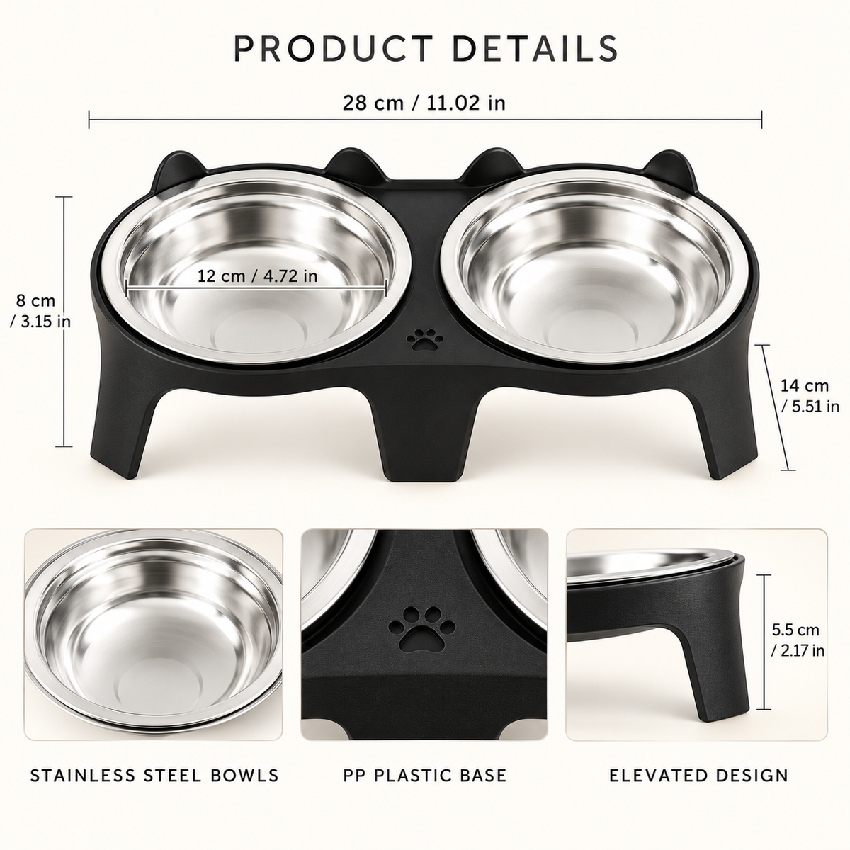 Tilted Double Cat Bowl with Stand