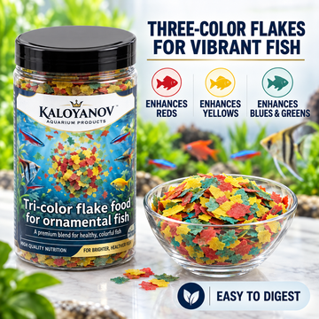 3-Color Flakes Fish Food for Tropical Fish & Goldfish