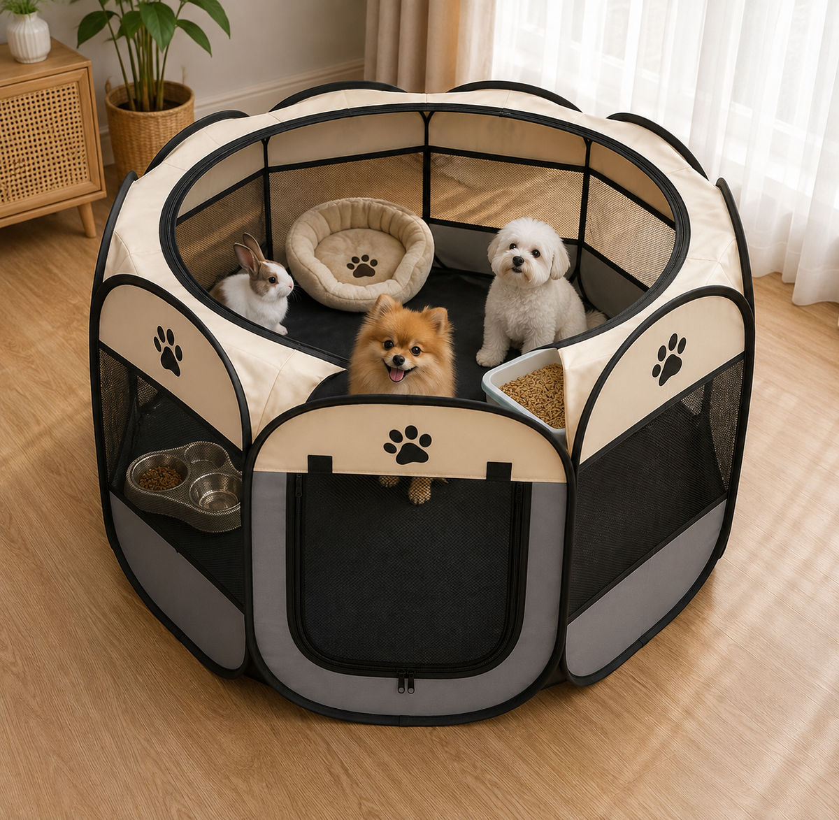 Foldable Octagonal Pet Tent – Indoor & Outdoor Portable Playpen