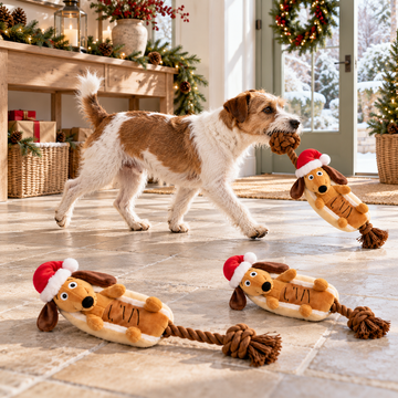 Christmas Dachshund Plush Dog Toy for Small & Medium Dogs