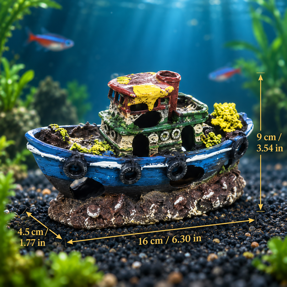 Pirate Shipwreck Aquarium Ornament with Fish Hideouts