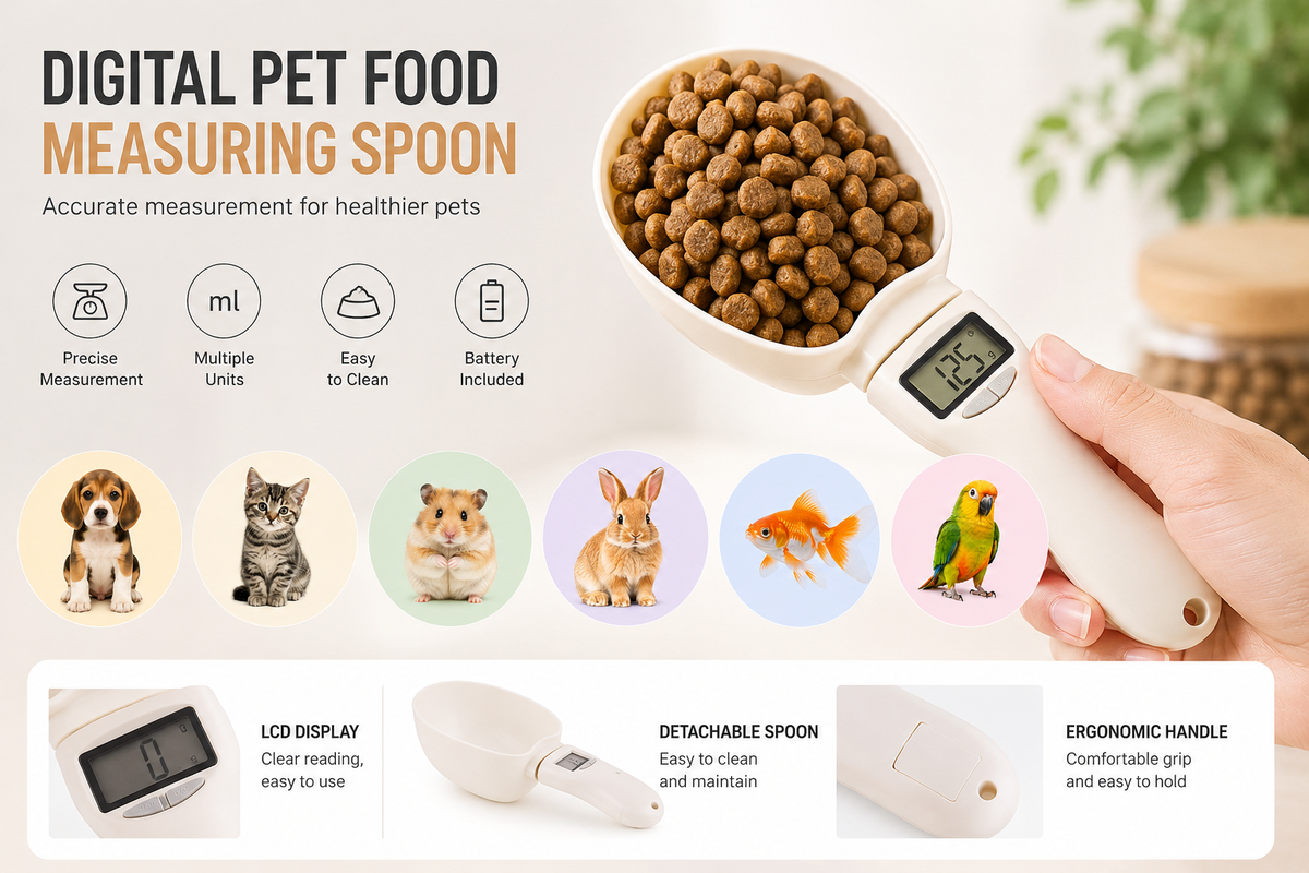 WiniBoop Pet Food Digital Measuring Scoop – Electronic Scale with LED Display