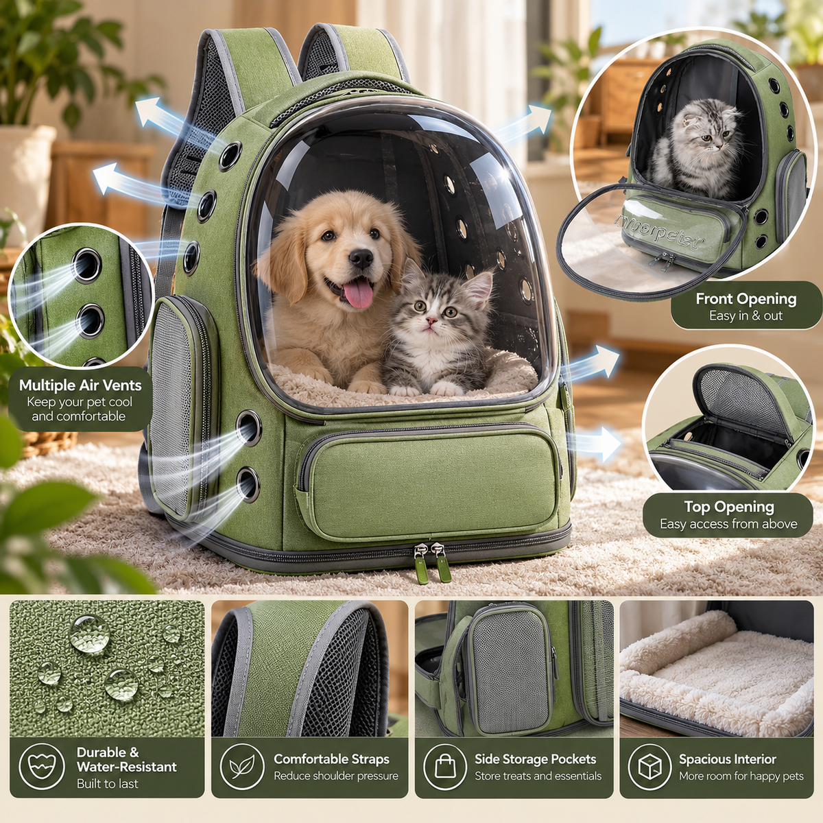 Transparent Pet Carrier Backpack | Space Capsule Travel Bag for Cats & Small Dogs