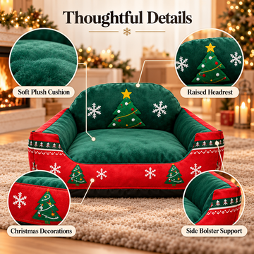Christmas Sofa Pet Bed for Cats & Small Dogs