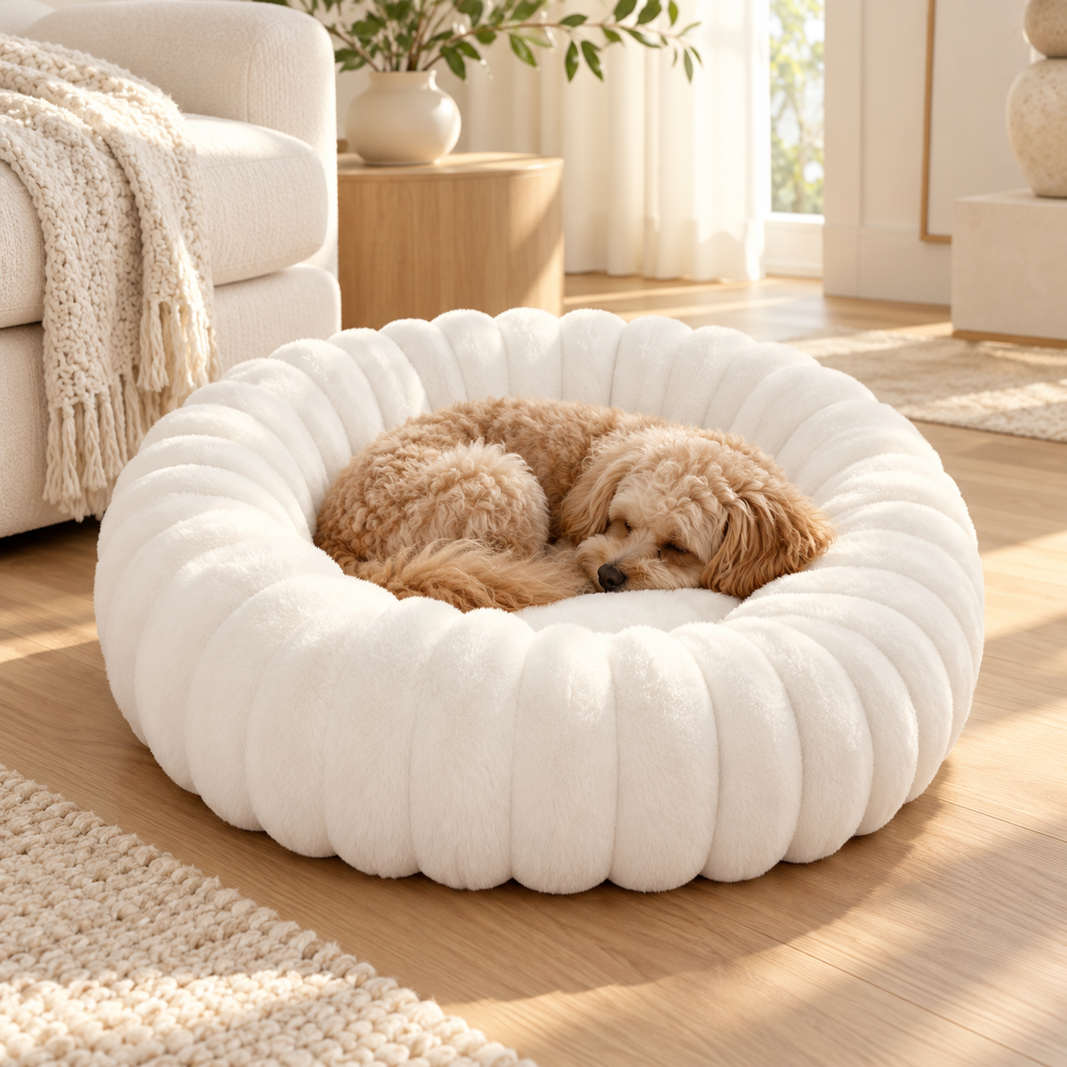 Round Long-Plush Dog Bed