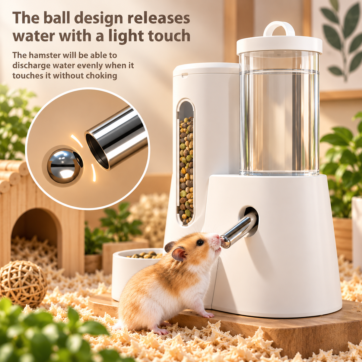 2-in-1 Hamster Feeder & Waterer – Large Capacity Leakproof Automatic Dispenser