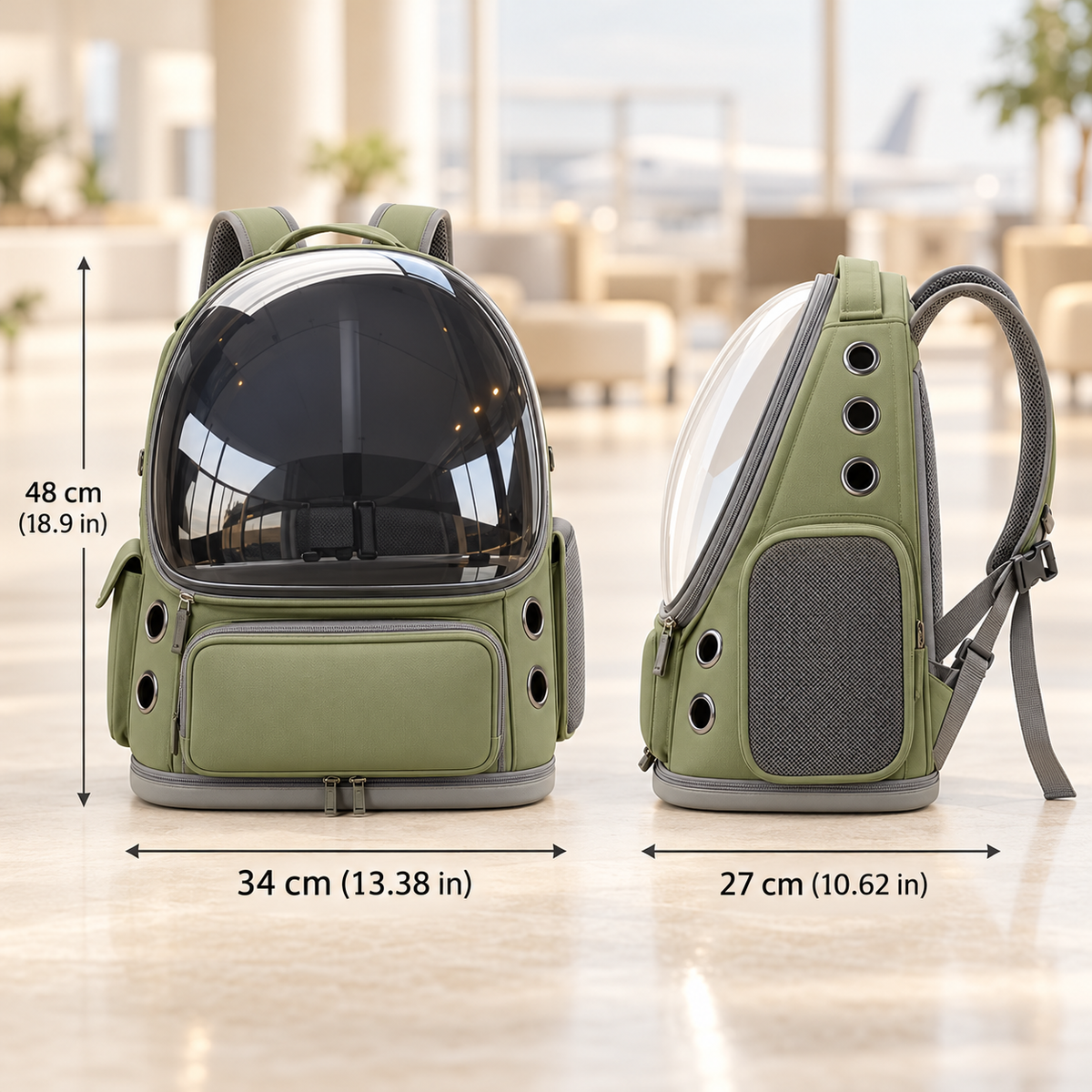 Ventilated Bird Carrier Backpack with Clear Viewing Window