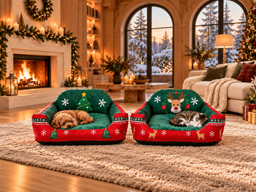 Christmas Sofa Pet Bed for Cats & Small Dogs