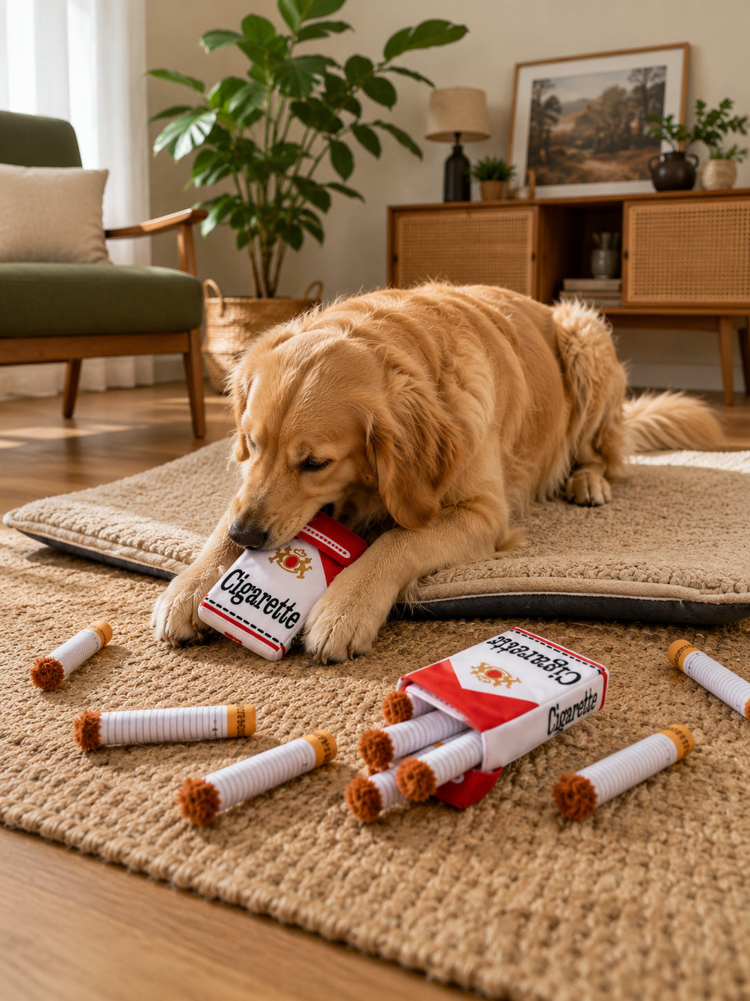 Cigarette Pack Plush Chew Toy for Dogs