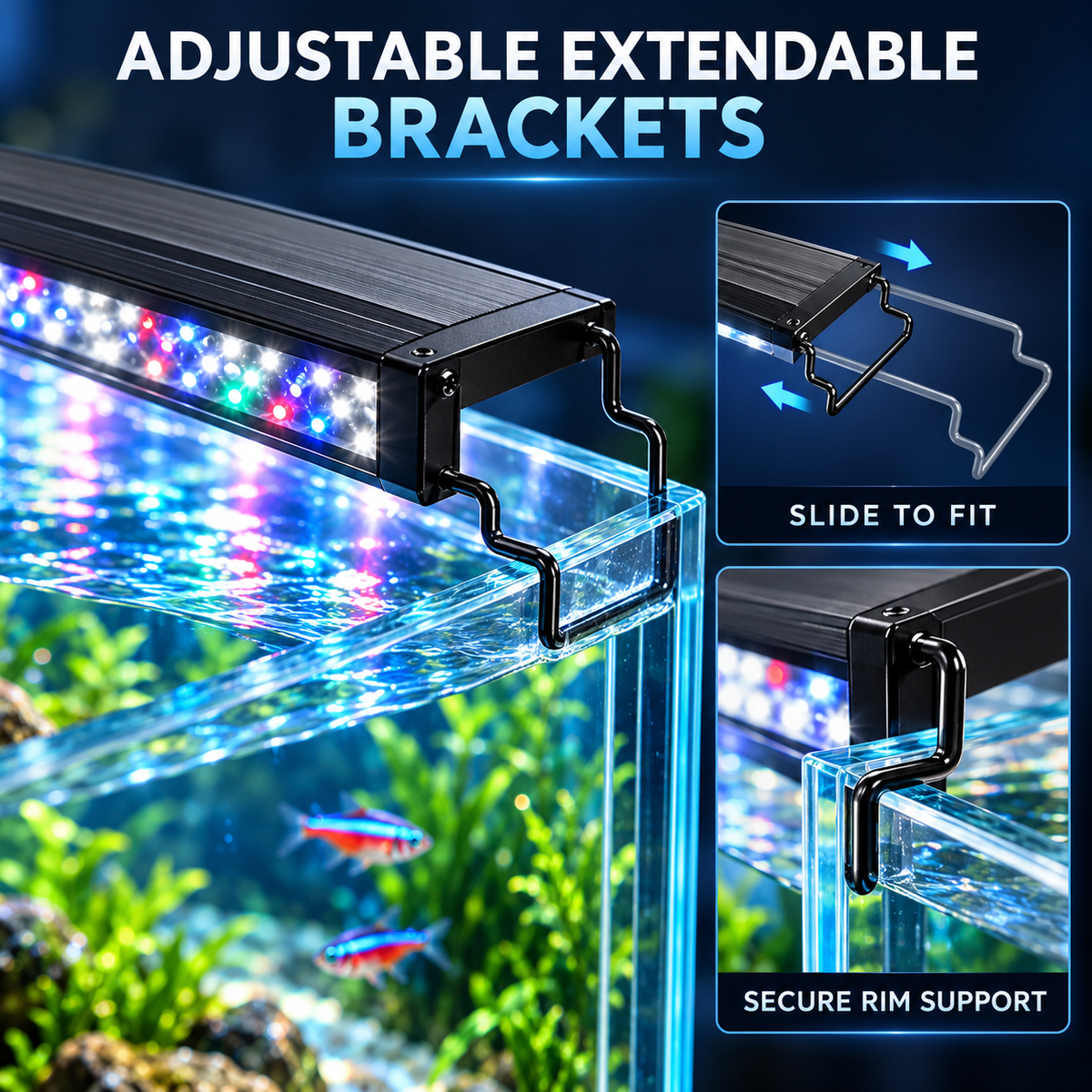Full-Spectrum Aquarium LED Light with Timer & Adjustable Brightness