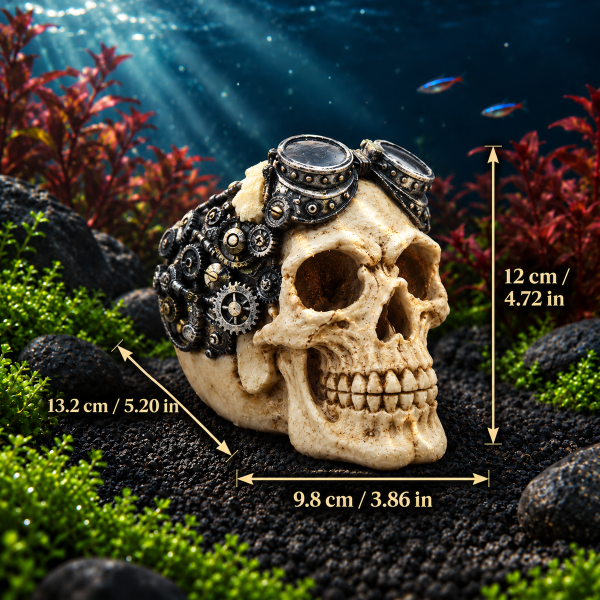 Resin Skull Hideout Ornament for Aquariums & Terrariums