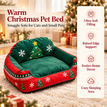 Christmas Sofa Pet Bed for Cats & Small Dogs