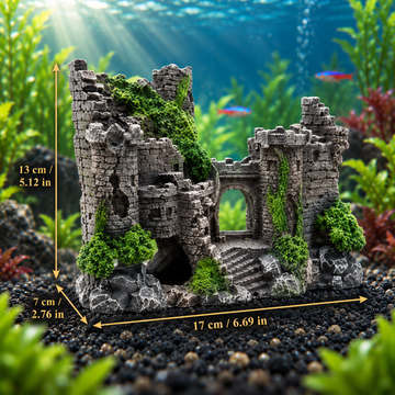 Medieval Castle Aquarium Ornament with Fish Hideouts