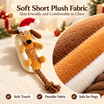 Christmas Dachshund Plush Dog Toy for Small & Medium Dogs