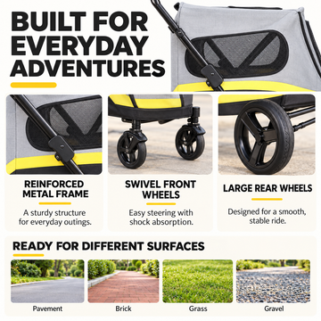 4-Wheel Folding Dog Stroller in Multiple Sizes